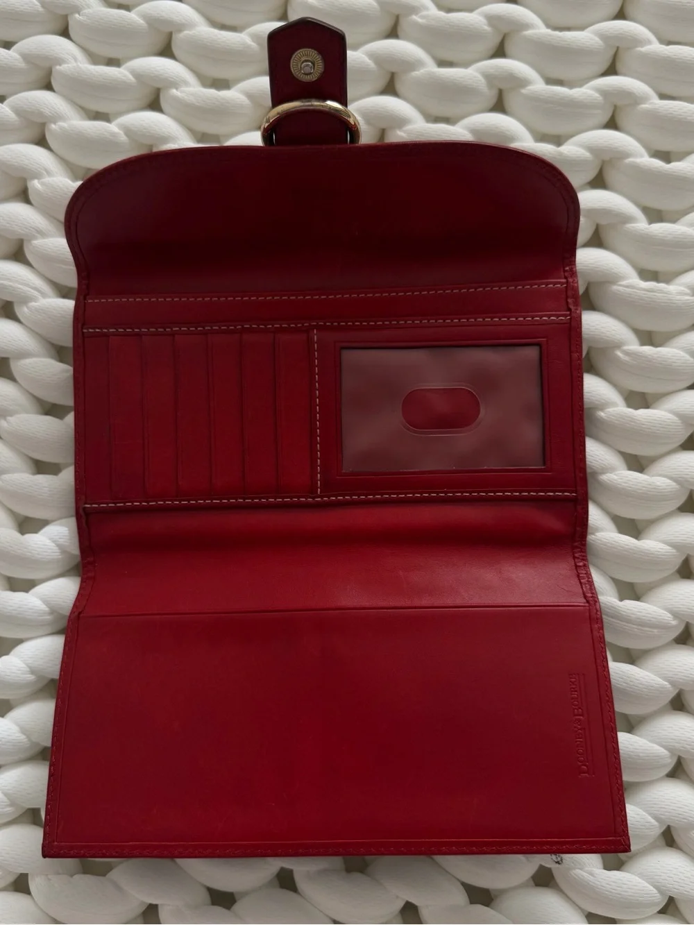 Designer-Inspired Red & Brown Women’s Clutch Wallet